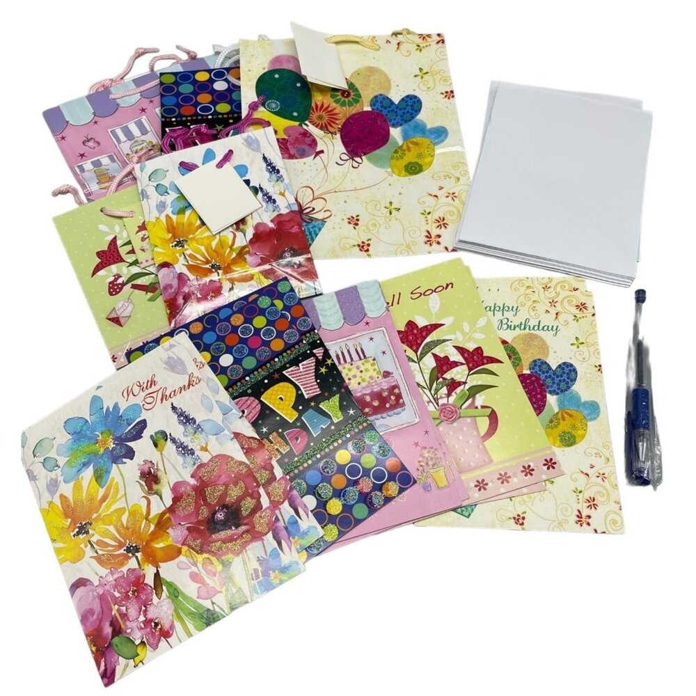 Gem Stone Deluxe Card and Bag Set 10 cards with envelopes 3 large bags READ NEW